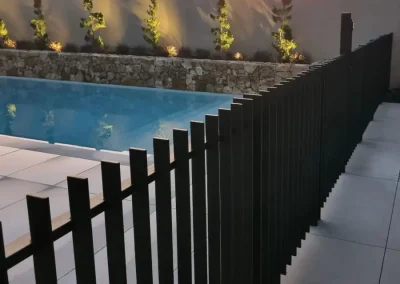 Architectural custom steel pool fence