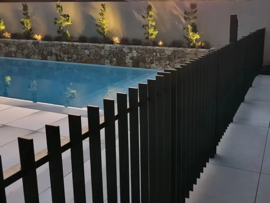 Architectural custom steel pool fence